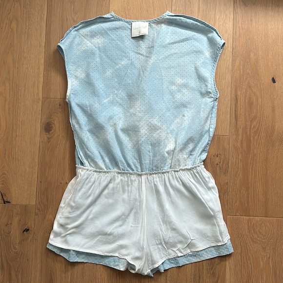 LINE & DOT Light Blue Tie-Dye Punched Holes Romper - Small - Picture 12 of 13
